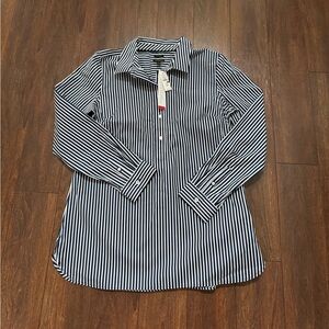 Brand new- navy blue and white striped shirt